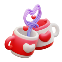 3d illustrazione di amore bicchiere png