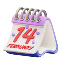 3d illustration de Valentin calendrier png