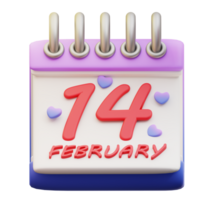 3d illustratie van Valentijn kalender png