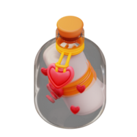 3d illustrazione di un' amore lettera nel un' bottiglia png