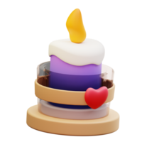 3d illustration de romantique l'amour bougie png