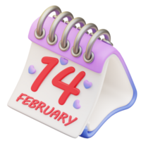 3d illustratie van Valentijn kalender png