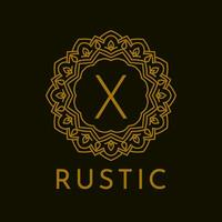letter X rustic border initial vintage brand vector