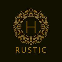 letter H rustic border initial vintage brand vector