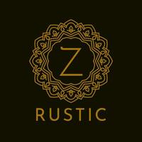 letter Z rustic border initial vintage brand vector