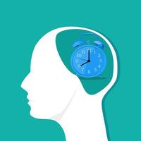 The clock in the human head. Concept of life clock. Vector illustration