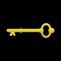 Old Golden key icon. isolated on black background. vector illustration