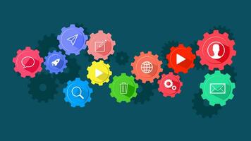 Cog icons and communication. The concept of communication on the Internet vector