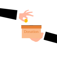 donation låda med mynt och hand innehav den png