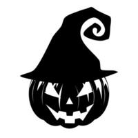 silhouette of Halloween pumpkin with witches hat isolated on white background vector