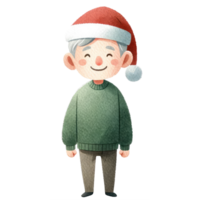 AI generated Old man wearing a santa claus hat png