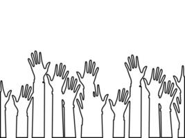 Silhouettes hands up. hands up with heart love. Volunteer vector concept raising hands