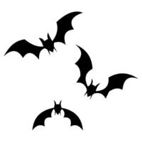 Bats Silhouettes. Halloween black bat icon set. Halloween symbol vector