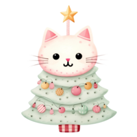 AI generated Watercolor cat  in winter for Christmas festival on transparent background png