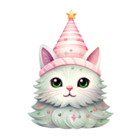 AI generated Watercolor cat  in winter for Christmas festival on transparent background png