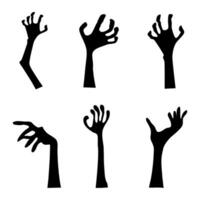 Set of zombie hand extended from the ground. Human arm. For halloween party decoration vector