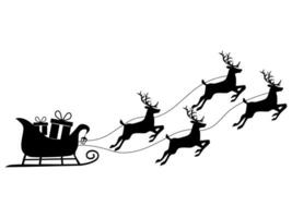 Gift box silhouette on a reindeer sleigh. Isolated on white background. Vector