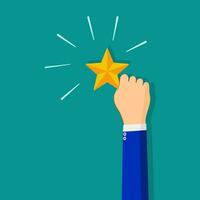 Human Resource Management or Talent Concept. Hand holding and Raise up a Golden Star vector