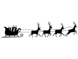 Gift box silhouette on a reindeer sleigh. Isolated on white background. Vector