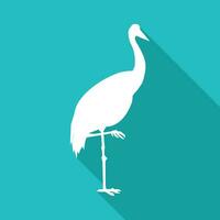 flamingo icon with long shadow. white flamingo logo. vector illustration