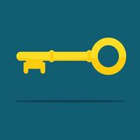 gold Key. protection and security. lock symbol. vector illustration