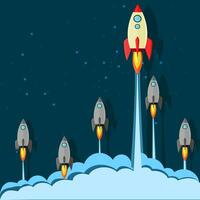 Rocket launch The concept of being a leader in starting a business. vector illustrator