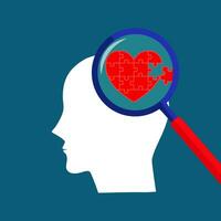 The heart in the human head. The thoughts in the brain are related to the heart. Vector