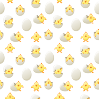 Set of Seamless pattern with Easter eggs and chicks png