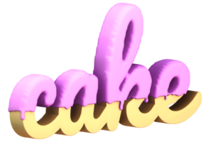 3D render of the text cake, with a cake texture png