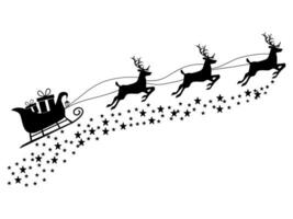 Gift box silhouette on a reindeer sleigh. Isolated on white background. Vector illustration