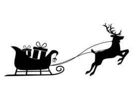 Gift box silhouette on a reindeer sleigh. Isolated on white background. Vector