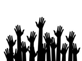 Silhouettes  hands up. Raised hands volunteering concept . fighting for rights vector