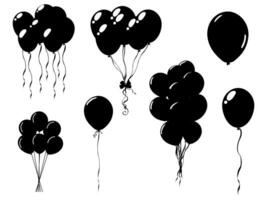 Vactor set silhouette balloons. isolated object on a white background vector