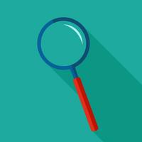 Magnifying glass to zoom or focus. Analysis icon. Flat design style with long shadow vector