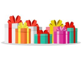 Group of Colorful Gifts for Birthday or Christmas Celebration. Vector Illustration