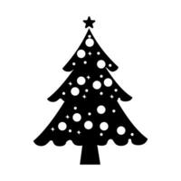 silhouette of Christmas tree. isolated on white background. vector illustration