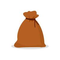 knotted sack Full and empty. Brown textile bag of potatoes or grain. Farm object vector