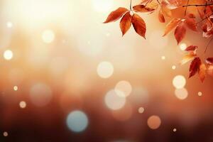 AI generated Seasonal transition Falling autumn background with abstract bokeh design photo