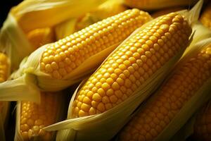 AI generated Natures bounty Closeup of ripe vegetable maize plant in harvest photo