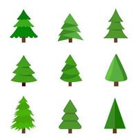 Collection of Christmas trees. isolated on white background. vector illustration