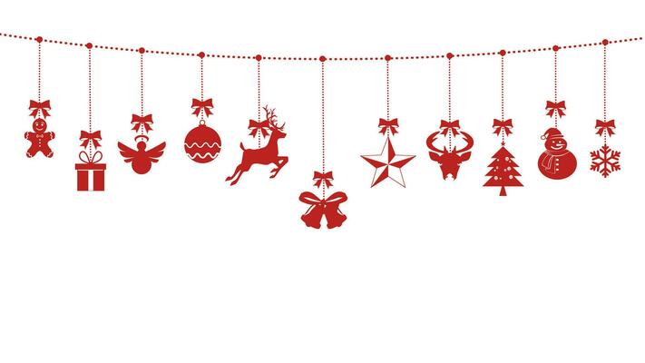 Silhouette of christmas symbol icon hanging Merry Christmas. Happy New Year. Vector