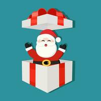 Papa Noel claus y regalo caja. aislado en antecedentes. vector ilustración eps