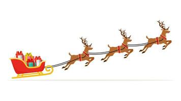 Sleigh with Presents and Reindeer on Christmas vector illustration