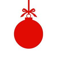 Red Christmas ball with ribbon and a bow. isolated on white background. Vector