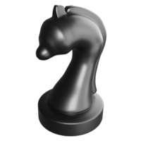 Black knight chess piece clipart cartoon design icon isolated on transparent background, 3D render chess concept png