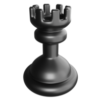 Black rook chess piece clipart cartoon design icon isolated on transparent background, 3D render chess concept png