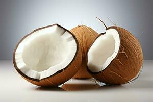 AI generated Isolated coconut White background with clipping path for easy editing photo