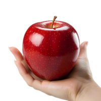 ai generiert Hand präsentieren ein glänzend Apfel png