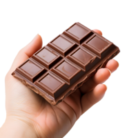 ai generado mano avaro Rico chocolate bar deleite png