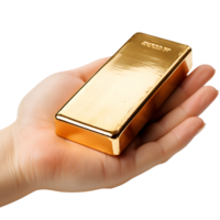 ai generiert Hand präsentieren Gold Bar zum Finanzen, Investition Eleganz png